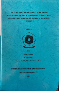 ANALISIS KEMAMPUAN PESERTA DIDIK DALAM MENENTUKAN IDE POKOK PADA PARAGRAF TEMA ORGAN GERAK HEWAN DAN MANUSIA KELAS V DI SD NEGERI 1 LINGKIS