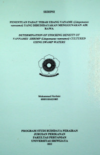 PENENTUAN PADAT TEBAR UDANG VANAME (Litopenaeus vannamei) YANG DIBUDIDAYAKAN MENGGUNAKAN AIR RAWA