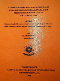 KEANEKARAGAMAN JENIS BURUNG DI KAWASAN SUMUR TINGGI SUAKA MARGASATWA ISAU-ISAU RESORT KONSERVASI WILAYAH VII SUMATERA SELATAN