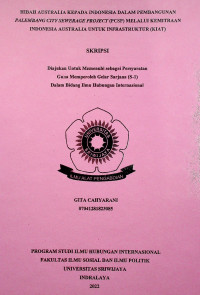  HIBAH AUSTRALIA KEPADA INDONESIA DALAM PEMBANGUNAN PALEMBANG CITY SEWERAGE PROJECT (PCSP) MELALUI KEMITRAAN INDONESIA AUSTRALIA UNTUK INFRASTRUKTUR (KIAT)