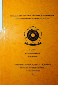 PENERAPAN AUDIT MANAJEMEN TERHADAP FUNGSI SUMBER DAYA MANUSIA PADA PT NAWA VISI NUSANTARA JAKARTA