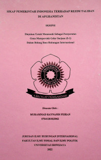 SIKAP PEMERINTAH INDONESIA TERHADAP REZIM TALIBAN DI AFGHANISTAN