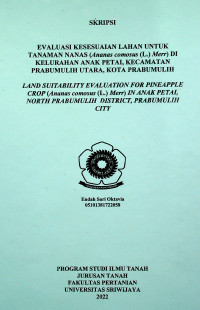 EVALUASI KESESUAIAN LAHAN UNTUK TANAMAN NANAS (Ananas comosus (L.) Merr) DI KELURAHAN ANAK PETAI, KECAMATAN PRABUMULIH UTARA, KOTA PRABUMULIH