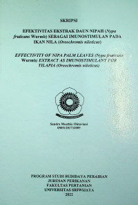 EFEKTIVITAS EKSTRAK DAUN NIPAH (NYPA FRUTICANS WURMB) SEBAGAI IMUNOSTIMULAN PADA IKAN NILA (OREOCHROMIS NILOTICUS)