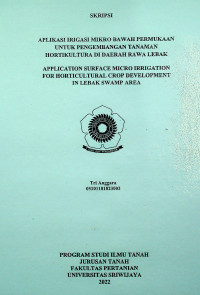 APLIKASI IRIGASI MIKRO BAWAH PERMUKAAN UNTUK PENGEMBANGAN TANAMAN HORTIKULTURA DI DAERAH RAWA LEBAK