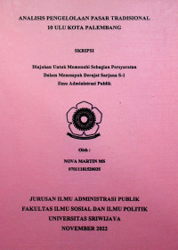 ANALISIS PENGELOLAAN PASAR TRADISIONAL 10 ULU KOTA PALEMBANG