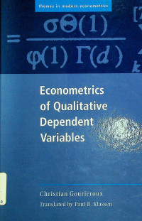 Econometrics of Qualitative Dependent Variables