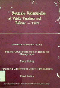 Increasing Understanding of Public Problems and Policies - 1982