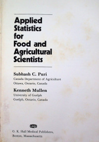 Applied Statistics for Food and Agricultural Scientistis