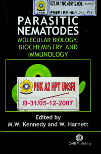 PARASITIC NEMATODES : MOLECULAR BIOLOGY, BIOCHEMISTRY AND IMMUNOLOGY