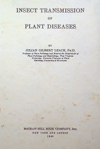 INSECT TRANSMISSION OF PLANT DISEASES