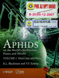 APHIDS on the World's Herbaceous Plants and Shrubs VOLUME I Host Lists and Keys