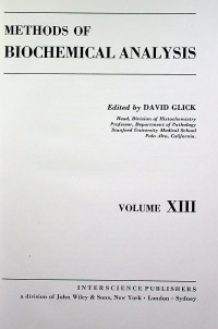 METHODS OF BIOCHEMICAL ANALYSIS, VOLUME XIII