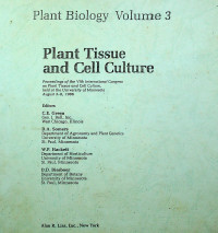 Plant Tissue and Cell Culture, Plant Biology Volume 3