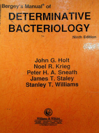 DETERMINATIVE BACTERIOLOGY, NINTH EDITION
