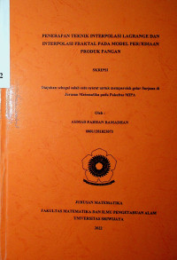 PENERAPAN TEKNIK INTERPOLASI LAGRANGE DAN INTERPOLASI FRAKTAL DALAM MODEL PERSEDIAAN PRODUK PANGAN