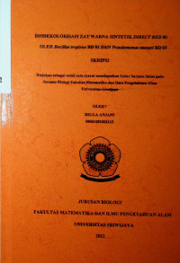 BIODEKOLORISASI ZAT WARNA SINTETIK DIRECT RED 80 OLEH BACILLUS TROPICUS BD 01 DAN PSEUDOMONAS STUTZERI BD 05