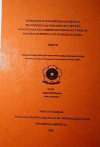 OPTIMASI DAN KARAKTERISASI FORMULA TRANSFERSOM KLINDAMISIN HCL DENGAN PENGGUNAAN DUA KOMBINASI SURFAKTAN TWEEN 80 DAN SPAN 80 DISERTAI UJI STABILITAS Q1A(R2)