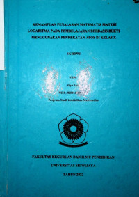 KEMAMPUAN PENALARAN MATEMATIS MATERI LOGARITMA PADA PEMBELAJARAN BERBASIS BUKTI MENGGUNAKAN PENDEKATAN APOS DI KELAS X