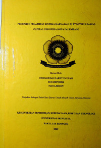 PENGARUH PELATIHAN TERHADAP KINERJA KARYAWAN DI PT MITSUI LEASING CAPITAL INDONESIA KOTA PALEMBANG.