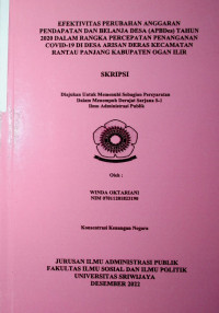 EFEKTIVITAS PERUBAHAN ANGGARAN PENDAPATAN DAN BELANJA DESA (APBDes) TAHUN 2020 DALAM RANGKA PERCEPATAN PENANGANAN COVID-19 DI DESA ARISAN DERAS KECAMATAN RANTAU PANJANG KABUPATEN OGAN ILIR