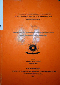 OPTIMASI DAN KARAKTERISASI ETOSOM BINER KLINDAMISIN HCL DENGAN VARIASI ETANOL DAN PROPILEN GLIKOL