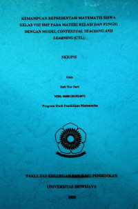 KEMAMPUAN REPRESENTASI MATEMATIS SISWA KELAS VIII SMP PADA MATERI RELASI DAN FUNGSI DENGAN MODEL CONTEXTUAL TEACHING AND LEARNING (CTL)