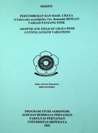 PERTUMBUHAN DAN HASIL CHAYA (Cnidoscolus aconitifolius var. Redonda) DENGAN VARIASI PANJANG STEK