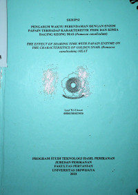 PENGARUH WAKTU PERENDAMAN DENGAN ENZIM PAPAIN TERHADAP KARAKTERISTIK FISIK DAN KIMIA DAGING KEONG MAS (Pomacea canaliculata).