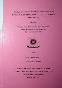 PENGALAMAN PENGGUNA (USER EXPERIENCE) PADA APLIKASI ELECTRONIC TAX (E-TAX) DI KOTA PALEMBANG