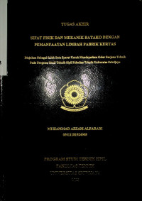 SIFAT FISIK DAN MEKANIK BATAKO DENGAN PEMANFAATAN LIMBAH PABRIK KERTAS