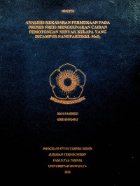 ANALISIS KEKASARAN PERMUKAAN PADA PROSES FREIS MENGGUNAKAN CAIRAN PEMOTONGAN MINYAK KELAPA YANG DICAMPUR NANOPARTIKEL MoS2