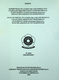 KONSENTRASI VFA (Volatile Fatty Acid) PARSIAL DAN KALKULASI EMISI METANANYA DARI KECERNAAN IN SITU RUMPUT GAJAH (Pennisetum Purpureum) DENGAN PENAMBAHAN NPN RUMINOFRASS