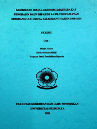 KEHIDUPAN SOSIAL-EKONOMI MASYARAKAT PENGRAJIN DAUN NIPAH DI 3-4 ULU KECAMATAN SEBERANG ULU 1 KOTA PALEMBANG TAHUN 1990-2019