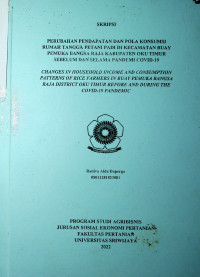 PERUBAHAN PENDAPATAN DAN POLA KONSUMSI RUMAH TANGGA PETANI PADI DI KECAMATAN BUAY PEMUKA BANGSA RAJA KABUPATEN OKU TIMUR SEBELUM DAN SELAMA PANDEMI COVID-19