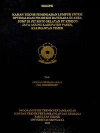 KAJIAN TEKNIS PEMINDAHAN LUMPUR UNTUK OPTIMALISASI PRODUKSI BATUBARA DI AREA SUMP D1 PIT ROTO SELATAN PT KIDECO JAYA AGUNG KABUPATEN PASER, KALIMANTAN TIMUR