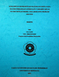 KEMAMPUAN REPRESENTASI MATEMATIS SISWA PADA MATERI PERSAMAAN LINIER SATU VARIABEL KELAS VII SMP DENGAN MODEL COLLABORATIVE PROBLEM SOLVING