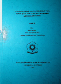 PENGARUH VARIASI LARUTAN TEMBAKAU PADA PROSES QUENCHING TERHADAP LAJU KOROSI MEDIUM CARBON STEEL
