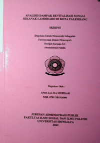 ANALISIS DAMPAK REVITALISASI SUNGAI SEKANAK LAMBIDARO DI KOTA PALEMBANG