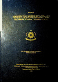 ANALISIS POTENSI MINERAL IKUTAN TIMAH DI FRONT PENAMBANGAN TK 1.818 PT TIMAH TBK. KECAMATAN PEMALI KABUPATEN BANGKA