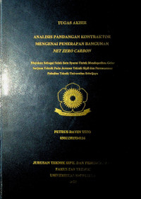 ANALISIS PANDANGAN KONTRAKTOR MENGENAI PENERAPAN BANGUNAN NET ZERO CARBON
