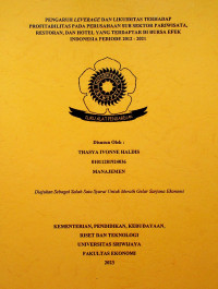 PENGARUH LEVERAGE DAN LIKUIDITAS TERHADAP PROFITABILITAS PADA PERUSAHAAN SUB SEKTOR PARIWISATA, RESTORAN, DAN HOTEL YANG TERDAFTAR DI BURSA EFEK INDONESIA PERIODE 2012 - 2021