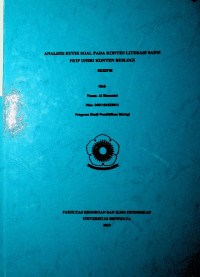 ANALISIS BUTIR SOAL PADA KONTES LITERASI SAINS FKIP UNSRI KONTEN BIOLOGI