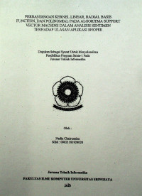 PERBANDINGAN KERNEL LINEAR, RADIAL BASIS FUNCTION, DAN POLINOMIAL PADA ALGORITMA SUPPORT VECTOR MACHINE DALAM ANALISIS SENTIMEN TERHADAP ULASAN APLIKASI SHOPEE.