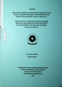 PENGARUH BERBAGAI DOSIS PUPUK ORGANIK CAIR ECENG GONDOK TERHADAP PERTUMBUHAN DAN HASIL SAWI PAKCHOY (Brassica chinensis L.)