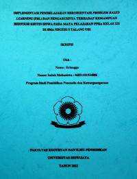 IMPLEMENTASI PEMBELAJARAN BERORIENTASI PROBLEM BASED LEARNING (PBL) DAN PENGARUHNYA TERHADAP KEMAMPUAN BERFIKIR KRITIS SISWA PADA MATA PELAJARAN PPKn KELAS XII DI SMA NEGERI 5 TALANG UBI