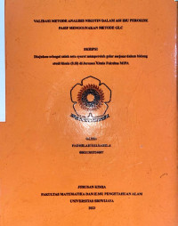 VALIDASI METODE ANALISIS NIKOTIN DALAM ASI IBU PEROKOK PASIF MENGGUNAKAN METODE GLC