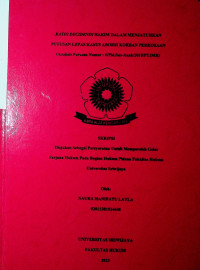 RATIO DECIDENDI HAKIM DALAM MENJATUHKAN PUTUSAN LEPAS KASUS ABORSI KORBAN PERKOSAAN (Analisis Putusan Nomor : 6/Pid.Sus-Anak/2018/PTJMB)