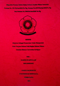 DISPARITAS PUTUSAN HAKIM DALAM PERKARA TINDAK PIDANA NARKOTIKA PUTUSAN NO.170/PID.SUS/2021/PN PLG, PUTUSAN NO.1947/PID.SUS/2020/PN PLG DAN PUTUSAN NO.1980/PID.SUS/2020/PN PLG