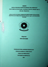 PENGAPLIKASIAN PUPUK MAJEMUK NPK TERHADAP PERTUMBUHAN DAN HASIL TANAMAN PAKCOY (Brassica rapa L.) SECARA TERAPUNG